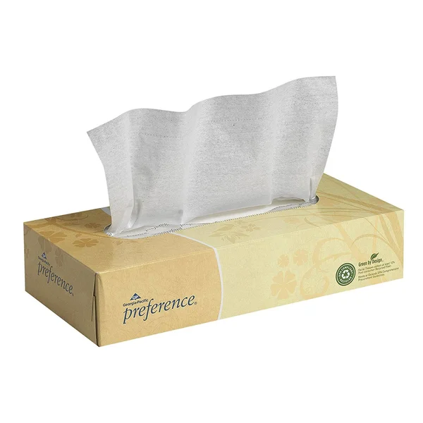 Georgia-Pacific Preference 48100 White 2-Ply Facial Tissue - Flat Box, 8.85x22 Length x 7.65x22 Width (Case of 30 Boxes, 100 Shee