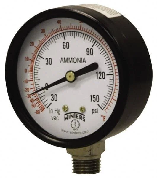 Winters 4x22 Dial - 1/4 Thread, 30-0-300 Scale Range, Pressure Gauge - Lower Connection Mount, Accurate to 3-2-3% of Scale, Part