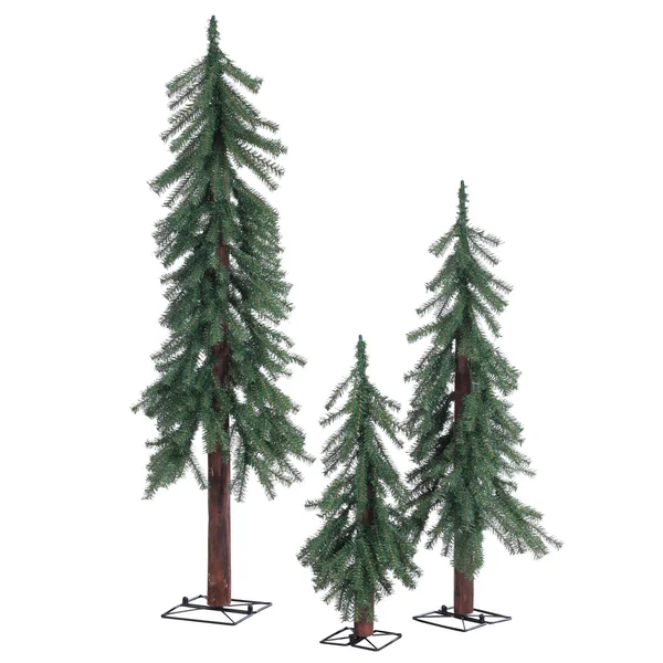 Sterling Unlit Alpine Trees - Set of 3 - Green