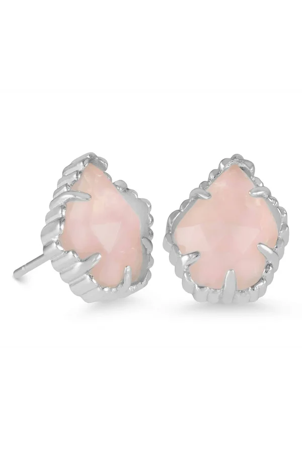 Kendra Scott Tessa Silver Earrings in Rose Quartz