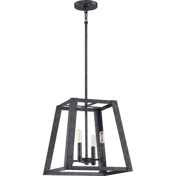 Quoizel Glenburn Matte Black Farmhouse Lantern Medium (10-22-in) Pendant Light - LWS4211A