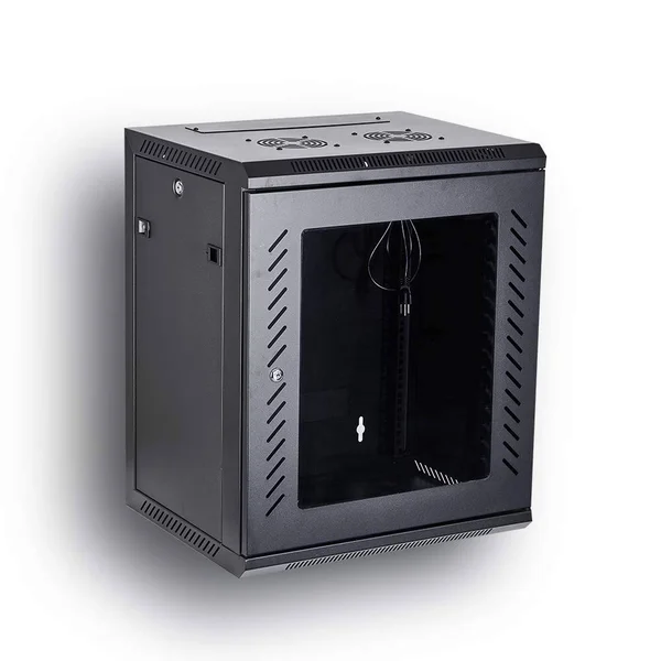 Kenuco 12U Wall Mount Rack Server Cabinet Data Network Enclosure 19-inch Server Network Rack with Locking Glass Door 16-Inches D