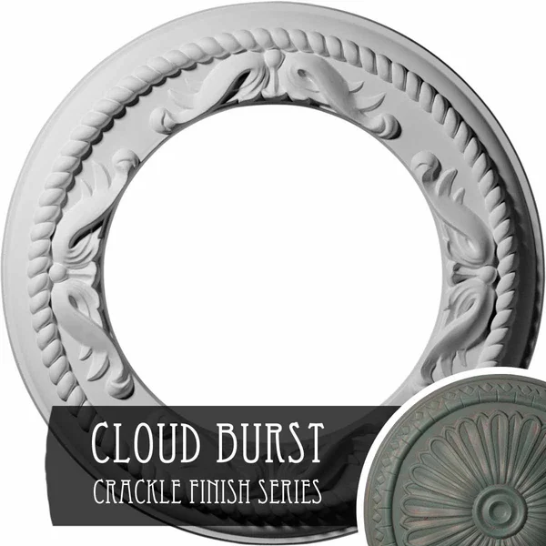 12 1/4x22OD x 7 1/2x22ID x 7/8x22P Roped Medway Ceiling Medallion (Fits Canopies Up to 7 1/2x22), Hand-Painted Cloud Burst Crack