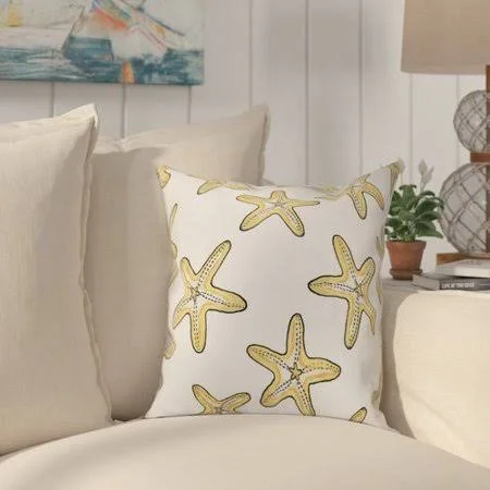 Highland Dunes Cedarville Soft Starfish Geometric Print Throw Pillow - Size: 26 inch x 26 inch, Gold