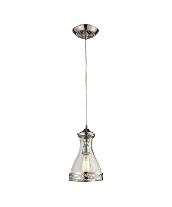 Elk Lighting Brookline 1 Light Pendant In Polished Nickel