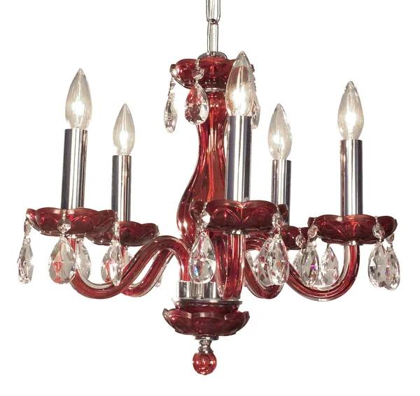 Classic Lighting 82045-RED-CPPR Red/Crystalique-Plus Prisms Monaco 5 Light Chandelier