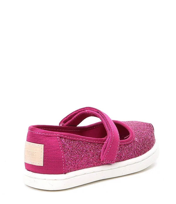 Toms - Tiny Mary Jane Fuchsia Iridescent Glimmer Flats