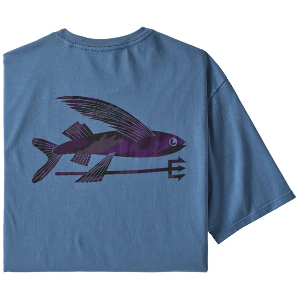 Patagonia Flying Fish Organic T-Shirt - Men's Pigeon Blue/Home Planet - M