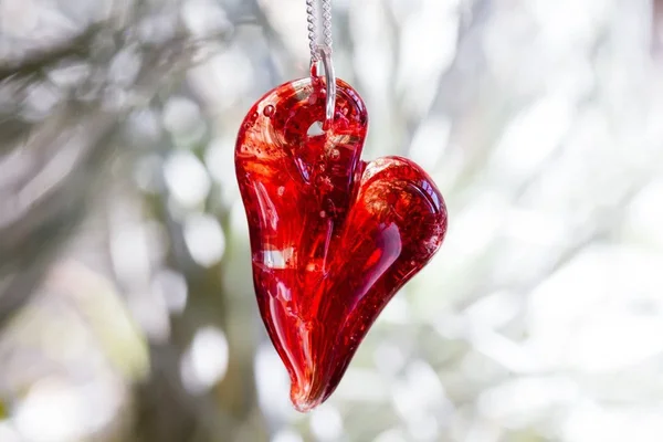 Glass Heart Pendant with Ash - Greens Glass-Jewelry