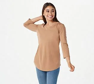 Isaac Mizrahi Live! Essentials Pima Cotton 3/4Sleeve Tunic - Size 2X, Hazel