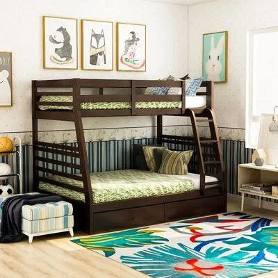 Weatherholt Twin Over Full Bunk Bed with Drawers Viv + Rae Bed Frame Color: Dark Walnut
