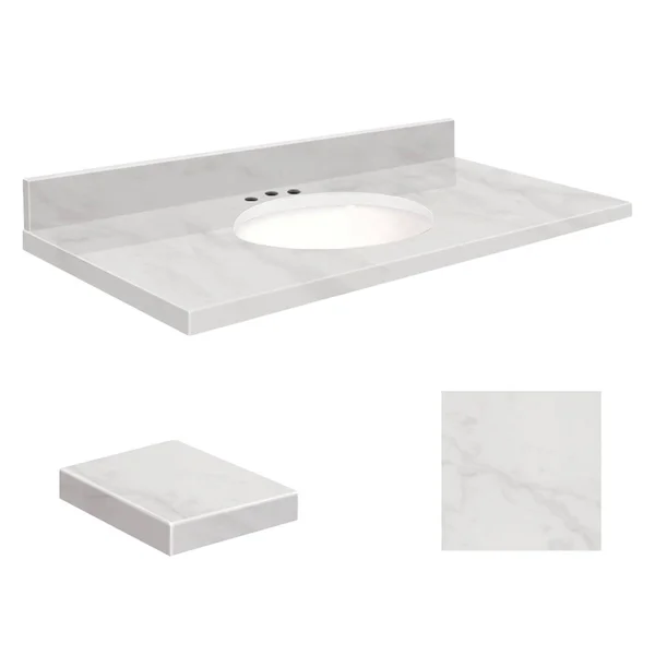 Transolid 37-in White Carrara Natural Marble Bathroom Vanity Top - G3722-M1-A-W-8C