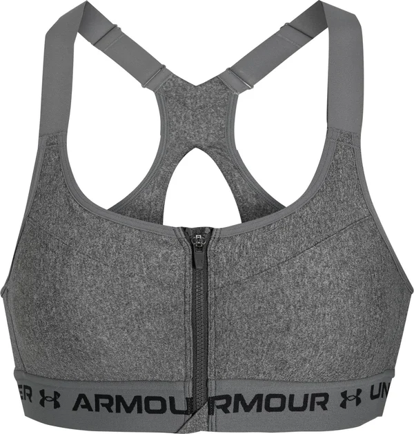 Under Armour Women's Armour High Crossback Zip Heather Sports Bra Grey