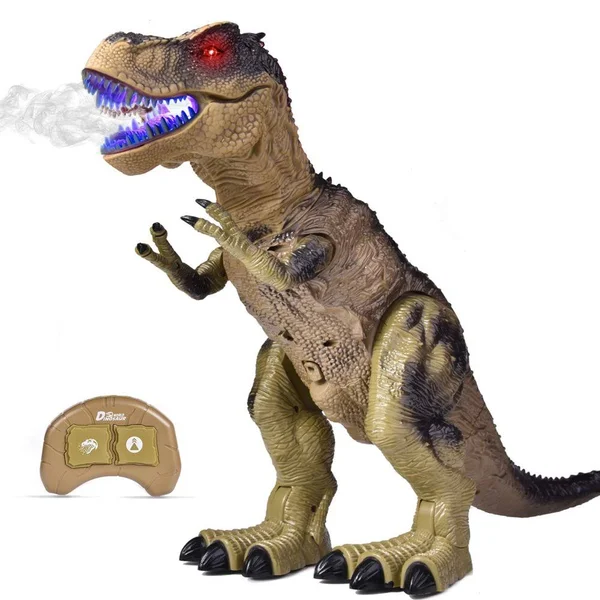 Remote Control Dinosaur for Kids - Electronic Walking & Spray Mist Large Dinosaur Toys with Glowing Eyes, Roaring Dinosaur So