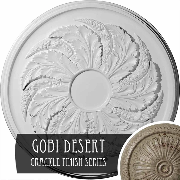42 1/8 inchod x 1 7/8 inchp Sellek Ceiling Medallion (Fits Canopies Up to 9 inch), Hand-Painted Gobi Desert Crackle