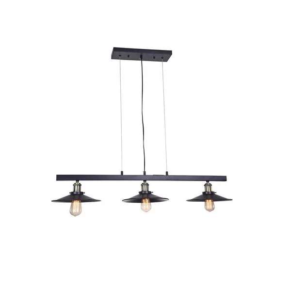 Warehouse of Tiffany Camie 10 in. 3-Light Indoor Black Chandelier with Light Kit P8008-3M