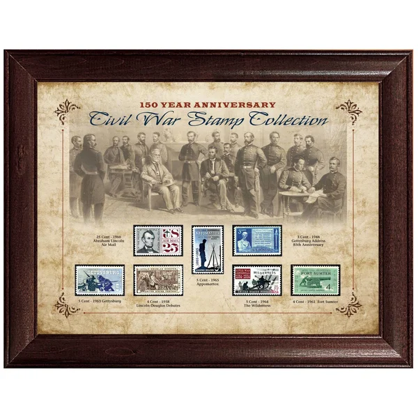 American Coin Treasures 150 Year Anniversary Civil War Stamp Framed Memorabilia