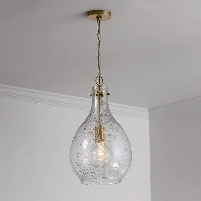 Wilkinson 1 - Light Single Teardrop Pendant with Metal Accents Highland Dunes Finish: Matte Black, Shade Color: Seeded Stone