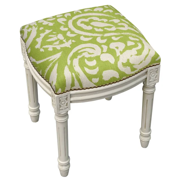 123 Creations Paisley Antique White Finish Nailheads Vanity Stool