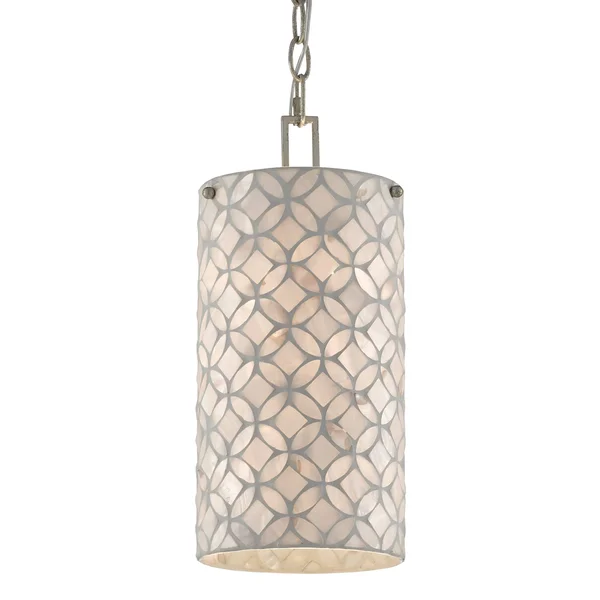 Currey & Company 9000-0490 Ellison Pendant in Pearl/Antique Silver Leaf