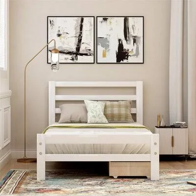 Kinslei Twin Low Profile Storage Platform Bed Latitude Run Size: Twin - Color: White