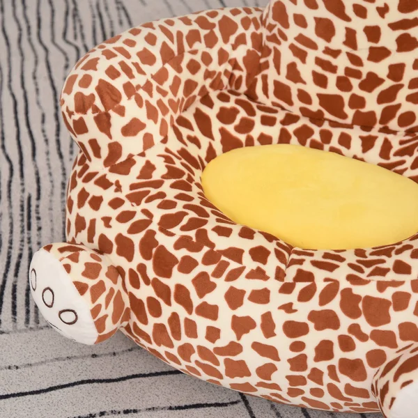 Qaba Giraffe Shaped Kid Sofa Flannel Covered Armchair Stick Horse Child Chair with Padded Seat for 18 to 36 Months - Brown