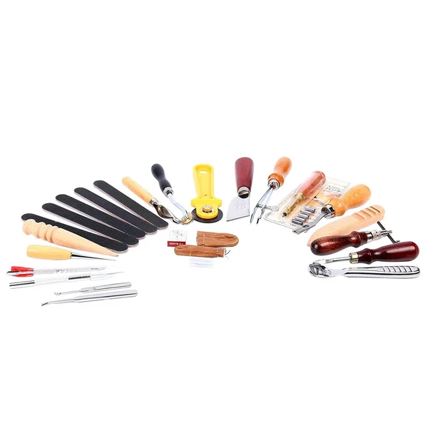 Yaetek 26pcs Leather Craft Punch Tools Kit Stitching Carving Working Sewing Saddle Groover