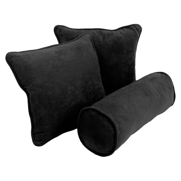 Blazing Needles 3 Piece Microsuede Decorative Pillow Set Black