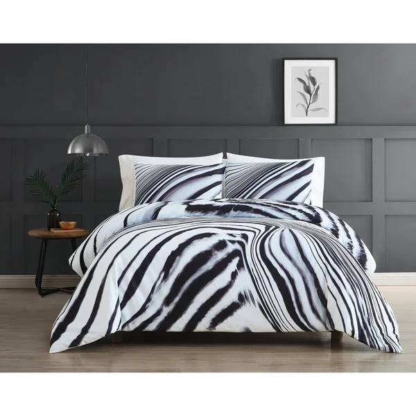 Vince Camuto Muse 3 Piece Comforter Set, Full/Queen - Black