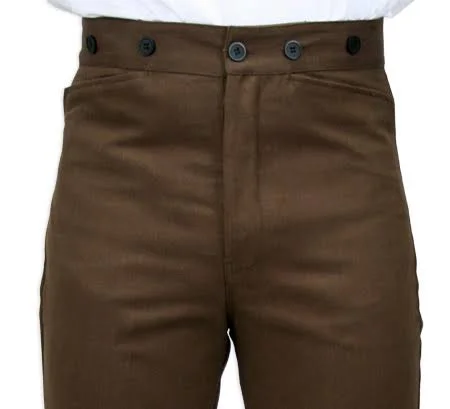 Victorian Mens Brown Cotton Dress Pants (Size 38) - Dickens, Downton Abbey, Edwardian