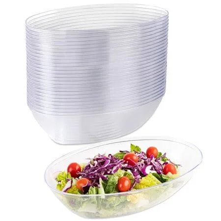 Impressive Creations Plastic Salad Bowl |80 oz. (Pack of 25) Heavyweight Disposable Clear Salad Bowl Durable and Reusable Party