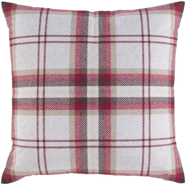 Traditional 18x22 x 18x22 Burgundy Knitted Polyester Plaid Accent Pillow