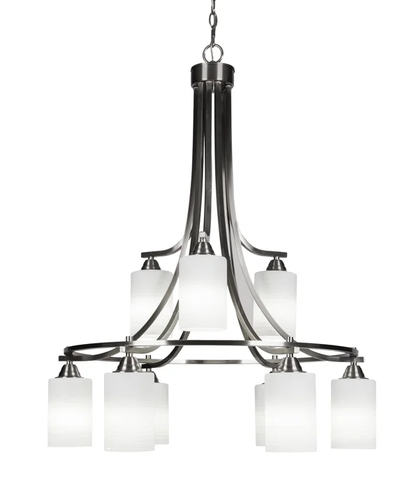 Toltec Lighting 3419-BN-4061 Paramount 9 Light 29 inch Chandelier in Brushed Nickel with White Matrix Glass