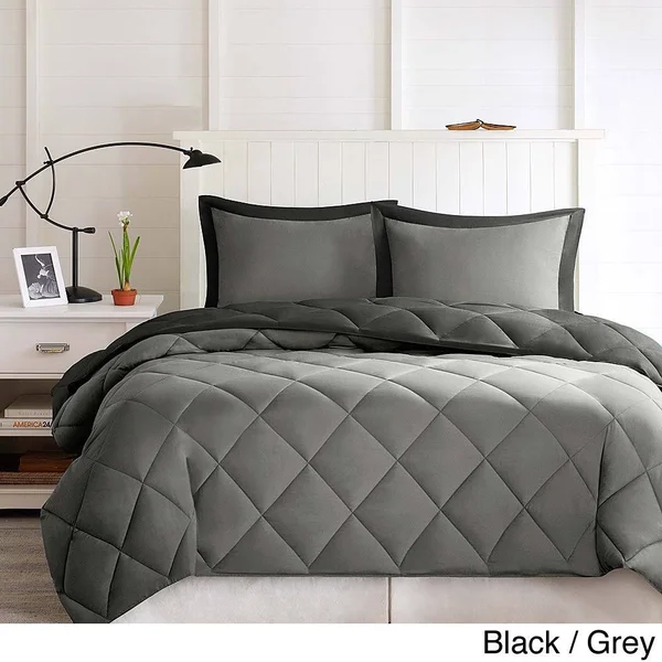 Porch & den McCloy Reversible Down Alternative Comforter Mini Set - Black/Grey - King