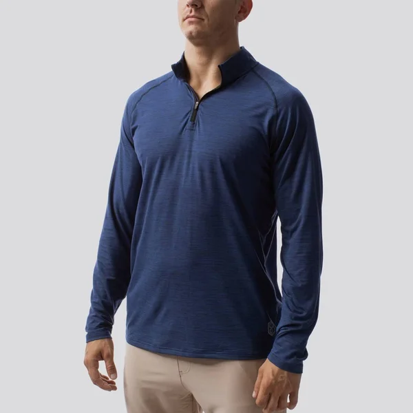 Born Primitive Male Zip Neck Athleisure Long Sleeve (Navy), Fitness Apparel, Small