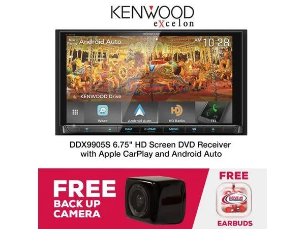 Kenwood Excelon DDX9905S 6.75 inch HD DVD Receiver with Apple CarPlay and Android Auto & Free Backup Camera