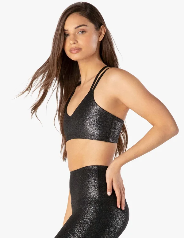 Beyond Yoga - Twinkle Sports Bra Black/Silver - 00-XS