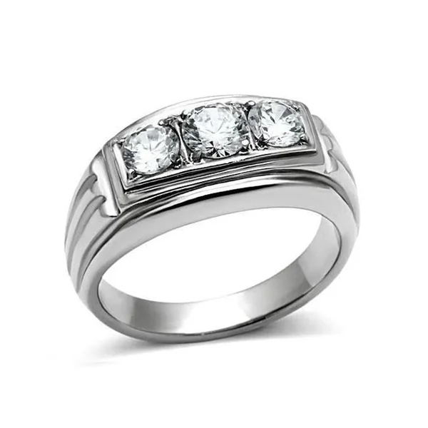 Stainless Steel CZ Engagement Ring for Men by Blue Steel