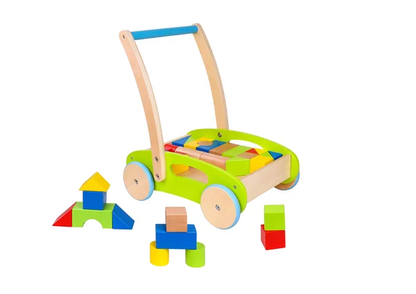 Toysters Wooden Baby Walker and Block Puzzle Push Cart - Wood Push and Pull Toy for Toddler Boys and Girls, Infant Activity Cen