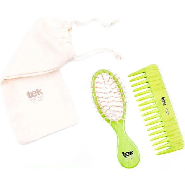 Tek Pocket Brush & Comb Set - Lime