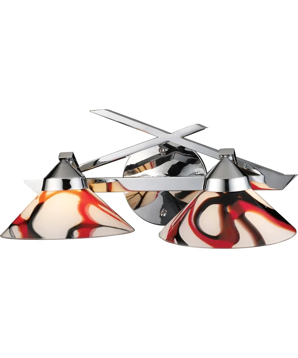 Elk Lighting 1471/2CRW Refraction 2 Light Vanity in Polished Chrome and Creme White Glass