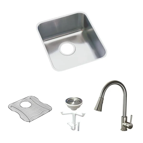 Elkay KF-ELUHAD161650 Gourmet Lustertone Stainless Steel 19-in Undermount Kitchen Sink Kit