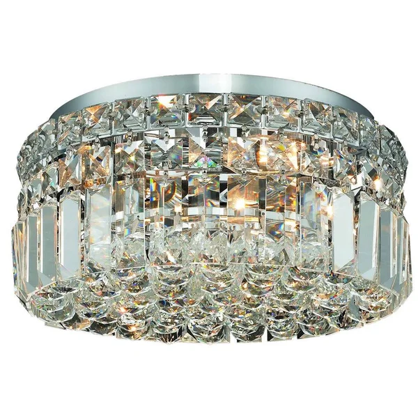 Somette Lausanne 4-Light Royal Cut Crystal/ Chrome Flush Mount
