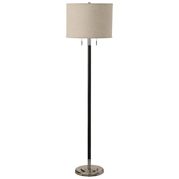 Allen + Roth 62.5-in Satin Nickel Shaded Floor Lamp, 120519