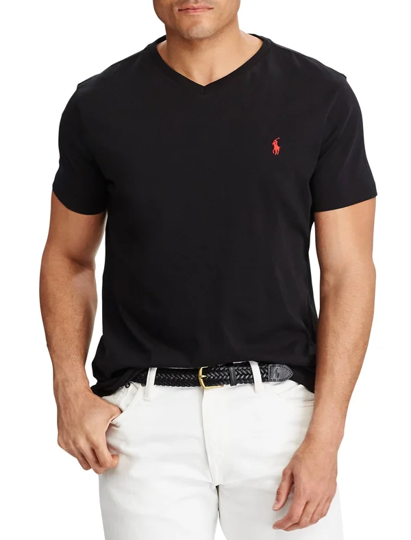 Big and Tall - Polo Ralph Lauren Jersey V-Neck Tee - Size 5XL - Black
