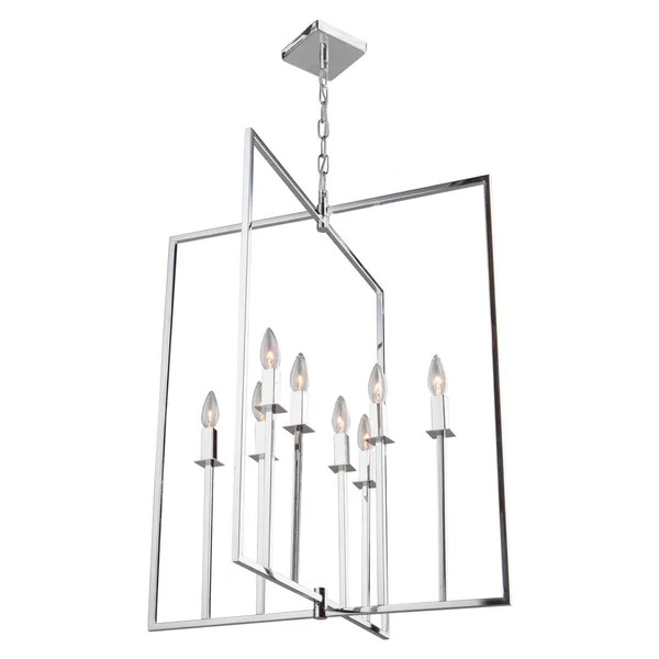 Chandeliers 8 Light Bulb Fixture with Chrome Finish Metal Candelabra 24x22 480 Watts
