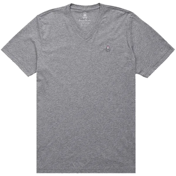 Psycho Bunny Classic V-Neck Heather Grey Men's Tee Shirt B6U100ARPC-HGY