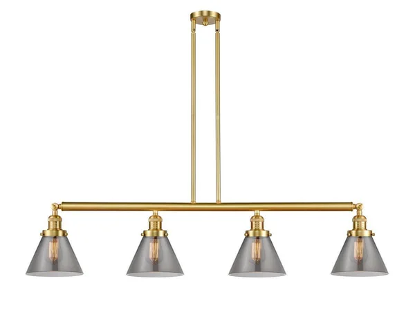 Innovations 214-SG-G43-LED Large Cone 4 Light Island Light in Satin Gold