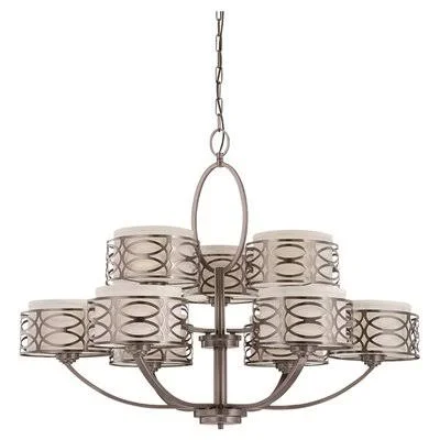 Helina 9 - Light Shaded Tiered Chandelier Willa Arlo Interiors Finish - Shade Finish: Hazel Bronze, Khaki Fabric