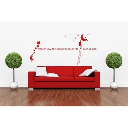 Woman Love The Simple Things in Life, Such As Men Wall Decal - Wall Sticker, Vinyl Wall Art, Home Decor, Wall Mural, Quotes and